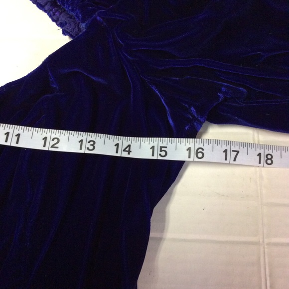 Women’s Vintage 90’s Blue Velvet Brocade dress - Picture 11 of 13